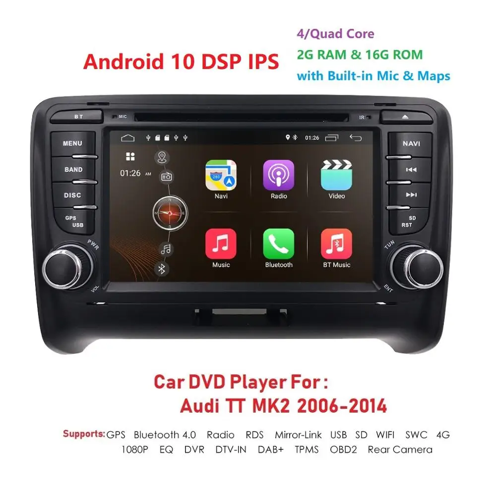 Ossuret ips DSP 2din Android 9 автомобильный мультимедийный плеер dvd стерео gps навигация для Audi