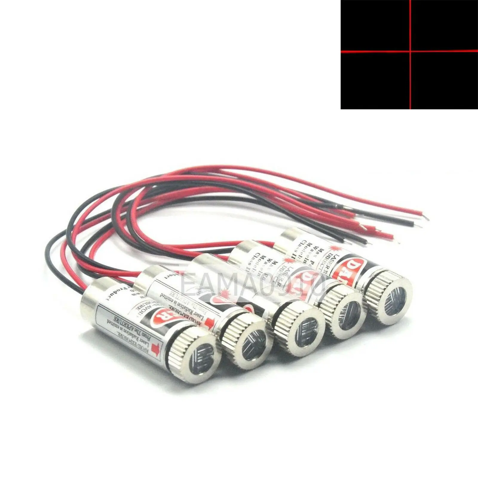 5pcs Focusable 3-5V 650nm 5mW Red Laser Cross Diode Module 12x35mm w/Driver-in 650nm 5mw dot 3 5v 12x35mm focusable red laser module diode w driver in