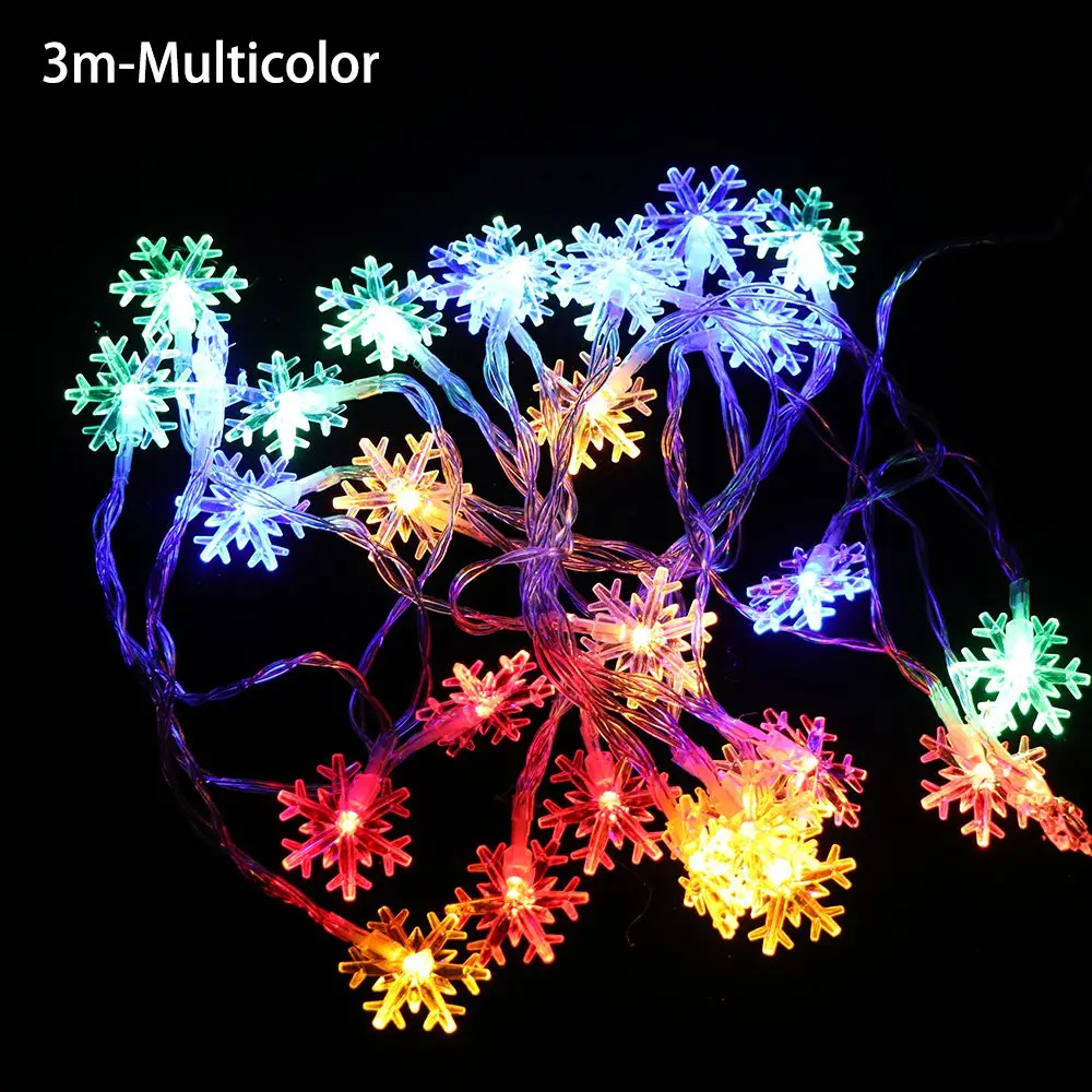 3m-Multicolor Светодиодный праздничный гирлянда, гирлянда со снежинками, сказочные гирлянды, праздничный подвесной светодиодный светильник, освещение на батарейках, товары для свадебной вечеринки - Испускаемый цвет: 3m-Multicolor