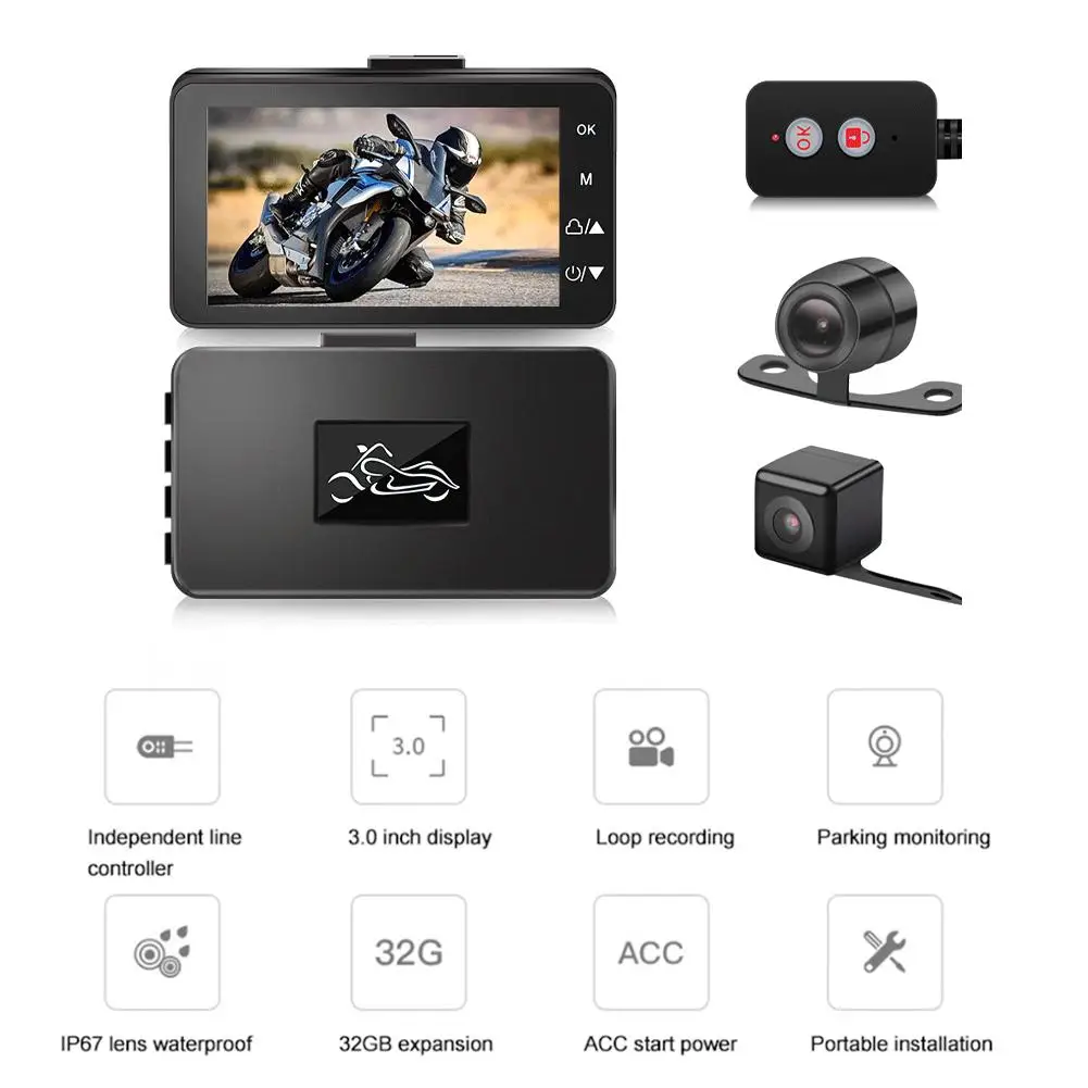 3 &quot1080P HD камера для мотоцикла DVR Водонепроницаемый видеорегистратор ночного