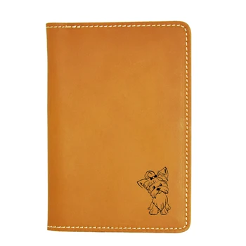 

Engraved Yorkshire Terrier Pup Doggy Travel Cover Case Leather Passport Card Holders Custom Name Cute Passport Wallet