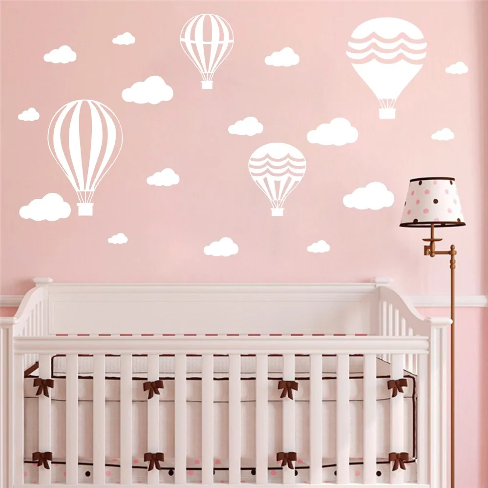 Новинка, белые облака, воздушный шар, наклейка на стену для детской комнаты, художественный фон, наклейка на стену, домашний декор, ZW169-1 для гостиной