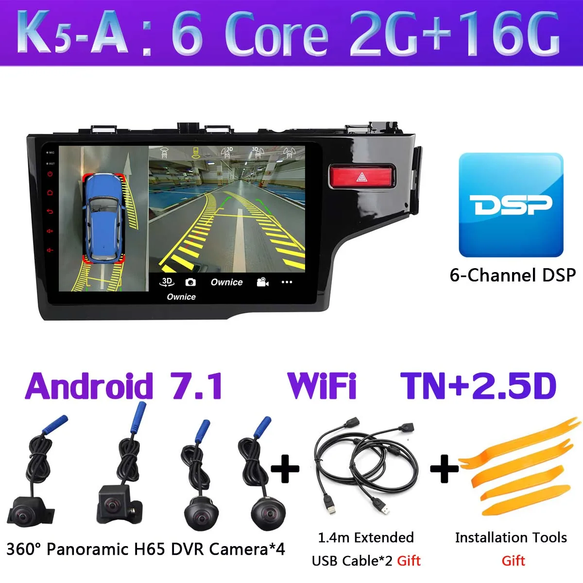 360°Panoramic Android 9,0 8 Core, 4 Гб+ 64G SPDIF DSP CarPlay автомобильный gps радио плеер для Honda Fit Джаз LHD RHD - Цвет: K5-A