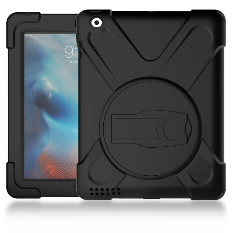 Чехол для iPad 2/3/4 дети Безопасный сверхмощный ударопрочный кожа брони силиконовый PC подставка чехол для iPad 3 iPad 4 Чехол наплечный ремень