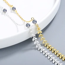 925 пробы серебряный браслет в форме листа с натуральным круглым хрустальным лунным камнем модные украшения Подарки для женщин вечерние S-B265