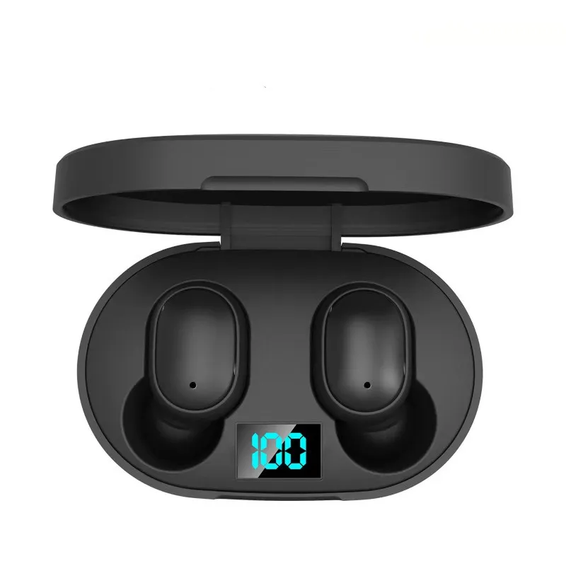 E6S Bluetooth наушники PK Redmi Airdots беспроводные наушники 5,0 TWS наушники с шумоподавлением микрофон для iPhone Xiaomi huawei samsung - Color: black
