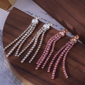 

European and American fashion jewelry palace dinner party tassels elegant lady style long earrings earrings for girlfriend