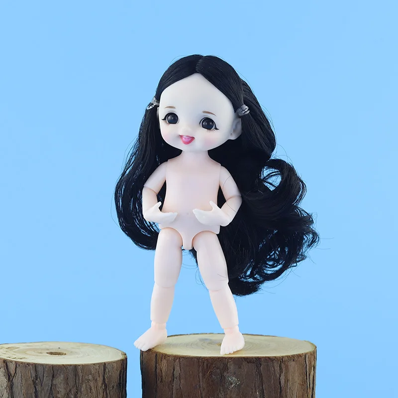 Кукла Kawaii BJD 1/12 16 см 13 шарниров Happy Face белая кожа голая кукла тело с длинными