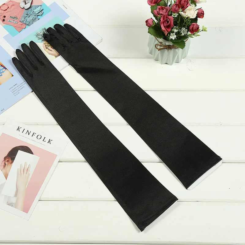 Opera Length Long Hand Gloves for Wedding Finger Yellow/Purple Bridal Wedding Gloves New Arrival Dance Girls Gloves ST214