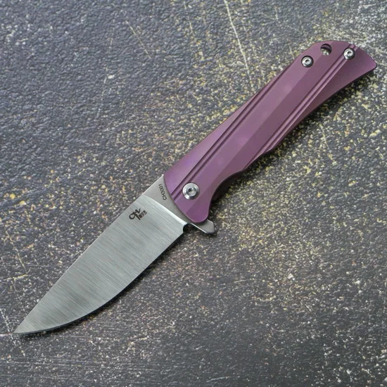 CH CH3001 складной нож D2 лезвие шарикоподшипник Флиппер система TC4 титановая ручка Открытый туристический карманный нож выживания EDC инструмент - Цвет: purple