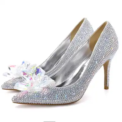 silver glass heels