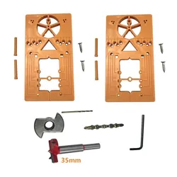 Gabarit de centrage pour perçage des trous de charnière de porte de placard, 35 mm, pour charnière intégrée, guide de perçage, avec foret — cloche pour le bois 