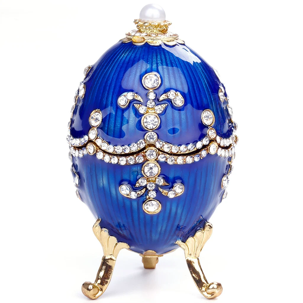 Органайзер для ювелирных изделий Faberge украшения для яиц Винтажный стиль коробка(синий) T4MD - Цвет: Blue
