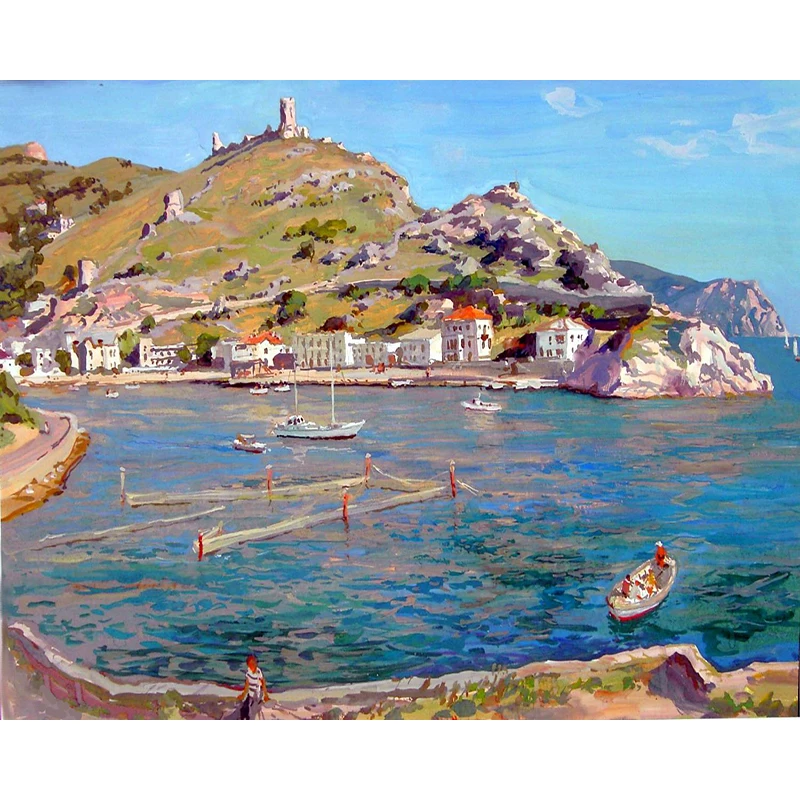 Seaside Painting By Number Landscape For Adults DIY Craft Kits Oil Picture Color Drawing Home Decoration Wall Art | Дом и сад