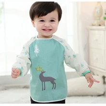 Детский нагрудник, фартук, водонепроницаемый, милый, детская отрыжка, ткань, полный рукав, для малышей, непромокаемые, для самостоятельного кормления и еды