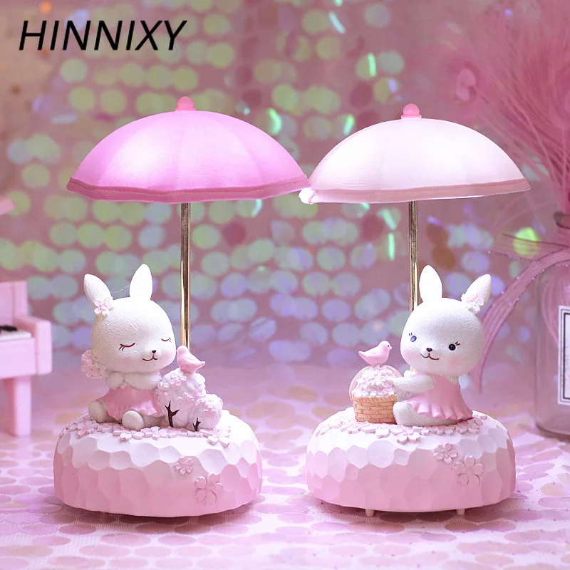 Hinnixy Смола Музыка ночник Светодиодная лампа Единорог Фламинго прикроватный