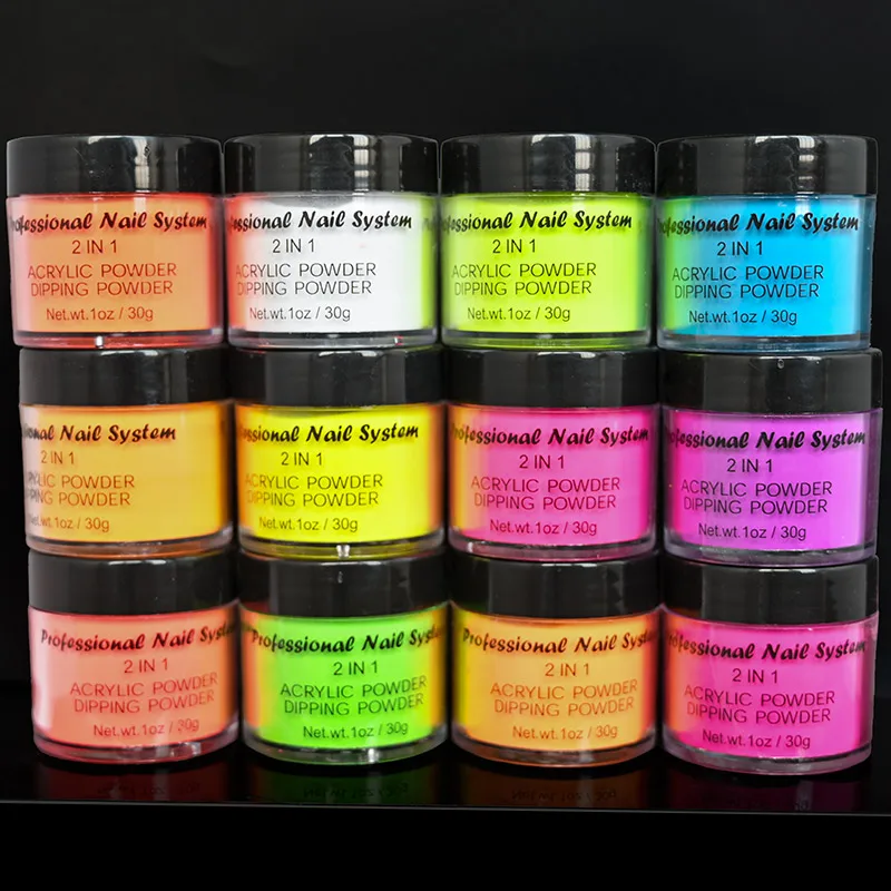 12 Colors 1 oz Acrylic powder Neon coral acrylic powder Nail supplies Coral nail polish Cosmetics Art 28g jar nail powder acrylic nail powder