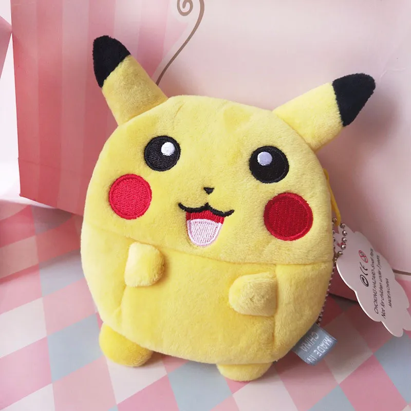New Anime Cartoon  Plush Purse Wallet Black Cat Pikachu Mouse Bear Coal Seasame Street Anpanman Baikinman Mike Coin Bag (5)