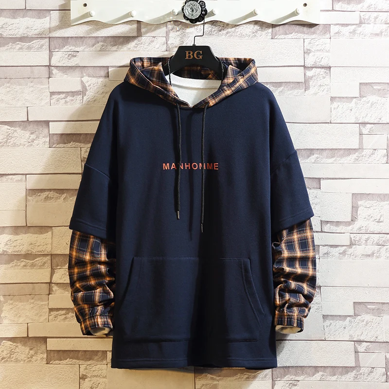 Japan Style Casual O-Neck 2020 Spring Autumn Hoodie Sweatshirt Men'S Thick Fleece Hip Hop Skateboard Streetwear Clothes