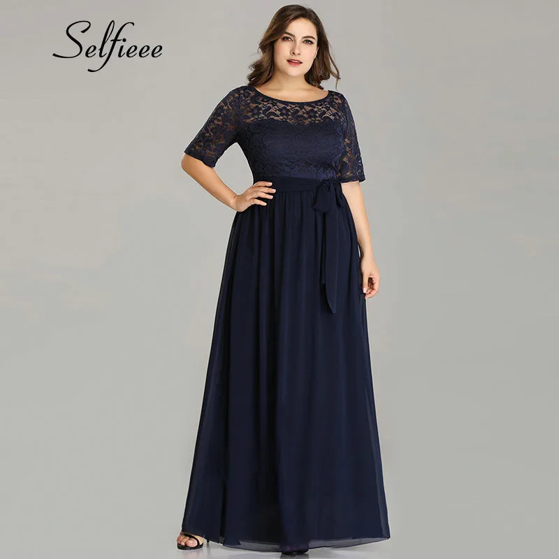 

Plus Size Maxi Dress Navy Blue Summer Beach Dress Elegant A Line O Neck Short Sleeve Sexy Backless Dress Robe Longue Femme 2019