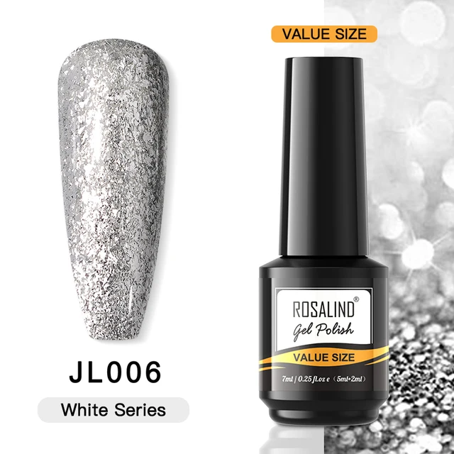 ROSALIND Gel Nail Polish Glitter Gel For Manicure Art Semi Permanent Hybrid Varnish Need UV LED Base Top Coat Nail Polish RAI-JL006