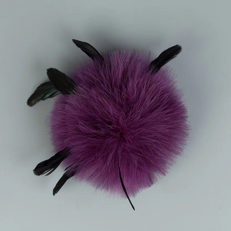 Geebro страусиное меховое Pom DIY шапки с помпонами шапки шапочки шары с перьями с пряжкой обувь сумки Hairband аксессуары JQ03 - Цвет: Purple