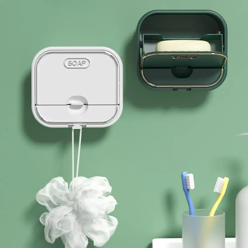 Wall Mounted Soap Rack Hidden Holder Storage Box with Lid Draining for Home Bathroom Shelves & Racks | Дом и сад