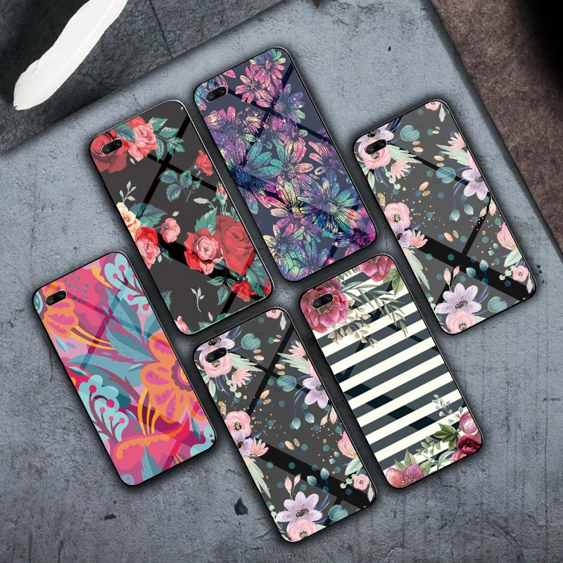 Красочный цветочный Роскошный чехол из закаленного стекла для iPhone 5 5S 6 6s 7 8 Plus X XS XR