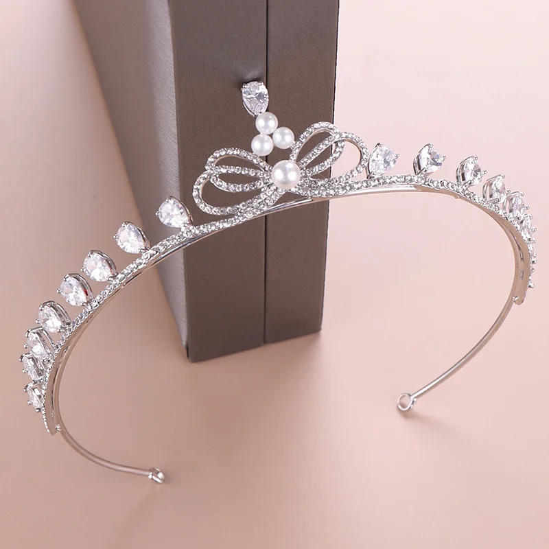 Mission Ming Crown Bride Zircon Bow Crown Princess Birthday Crown Headdress Bride Accessories