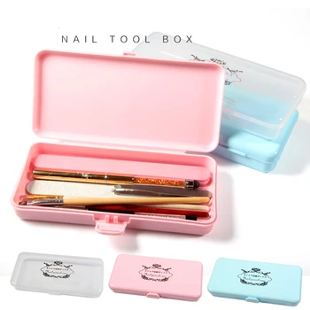

Rectangle Nail Storage Box for Long Candy color Nail Tools Tweezers Cuticle Nail Art Plastic Empty Holder Container Case