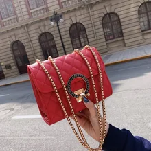 Женская сумка, новинка, стильная сумка на плечо в Корейском стиле с цепочкой, одноцветная квадратная сумка на ремне ромбов, поколение жира