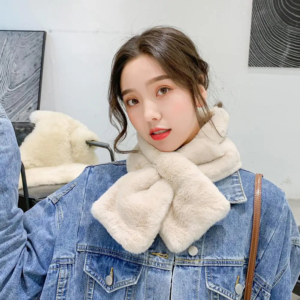 

Women Winter Warm Scarf Fashion Thicken Fur Imitation Fur Grass Scarve Fur Scarf Women Accessories Winter Shawl Plush Scarfs