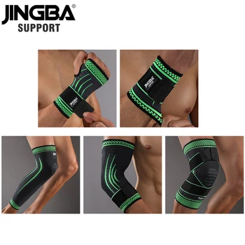 

JINGBA SUPPORT Hot 1PCS Nylon Bandage knee protector+wristband Support+ankle support+basketball knee pads Tennis Badminton Brace