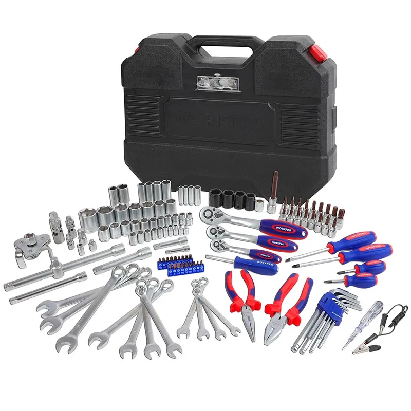 WORKPRO 123PC Mixed Tool Set Mechanics Tool Set Ratchet Spanner Wrench Socket Set 2019 New Design
