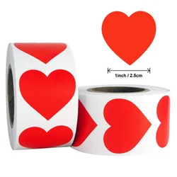 Chroma Heart Labels Stickers Color Sticker 1Inch Red,blue,pink,yellow Stationery Love Heart seal labels 50-500pcs wedding seal