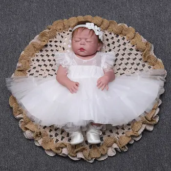 

Short Sleeve White Dresses For Girl Baptism Baby Girl Clothing 1 Year Birthday Party Toddler Christening Gown Infant Girl Dress