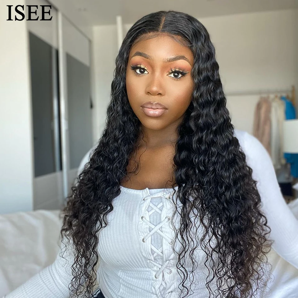 ISEE HAIR Deep Wave Wigs 13X4X1 T Part Lace Front Human Hair Wigs For Women Brazilian Deep Wave Human Hair Wigs