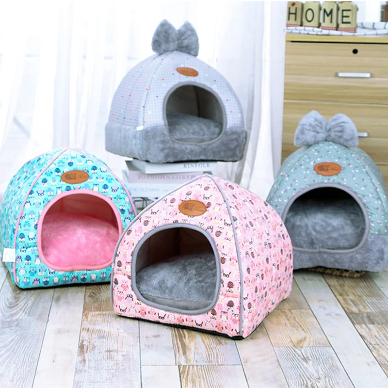 Small Pet Dog Beds Mat Cat Kennel Blanket Thicken Winter Pets Puppy Bulldog Beds Mattress Flannel Fabric Warm Pets House Tent