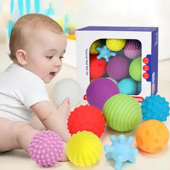 

Textured Multi Ball Baby Set Educational Develop Baby Touch Teether Massage Soft Stress Balls