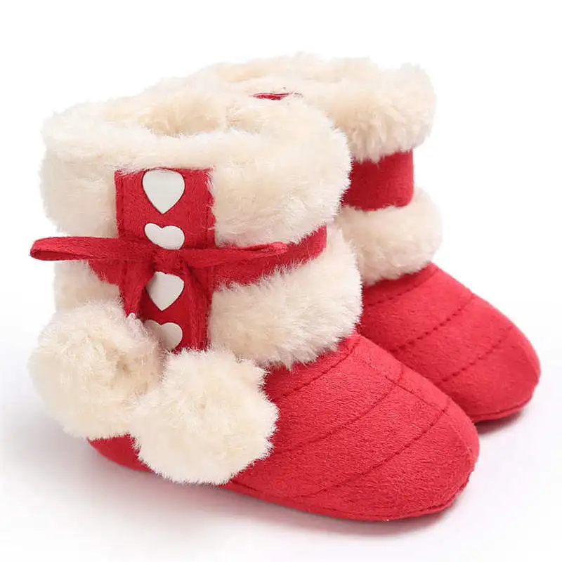 Зимние сапоги для детей, 7 цветов, теплые пушистые шарики, домашняя хлопковая мягкая резиновая подошва, обувь для новорожденных