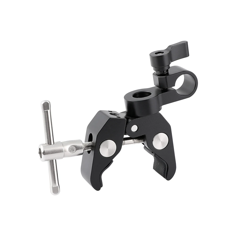 CAMVATE Super Crab Clamp With 15mm Single Rod Clamp For Microphone Support Holder, Magic Arm, Monitor Support,15mm Rod Mounting