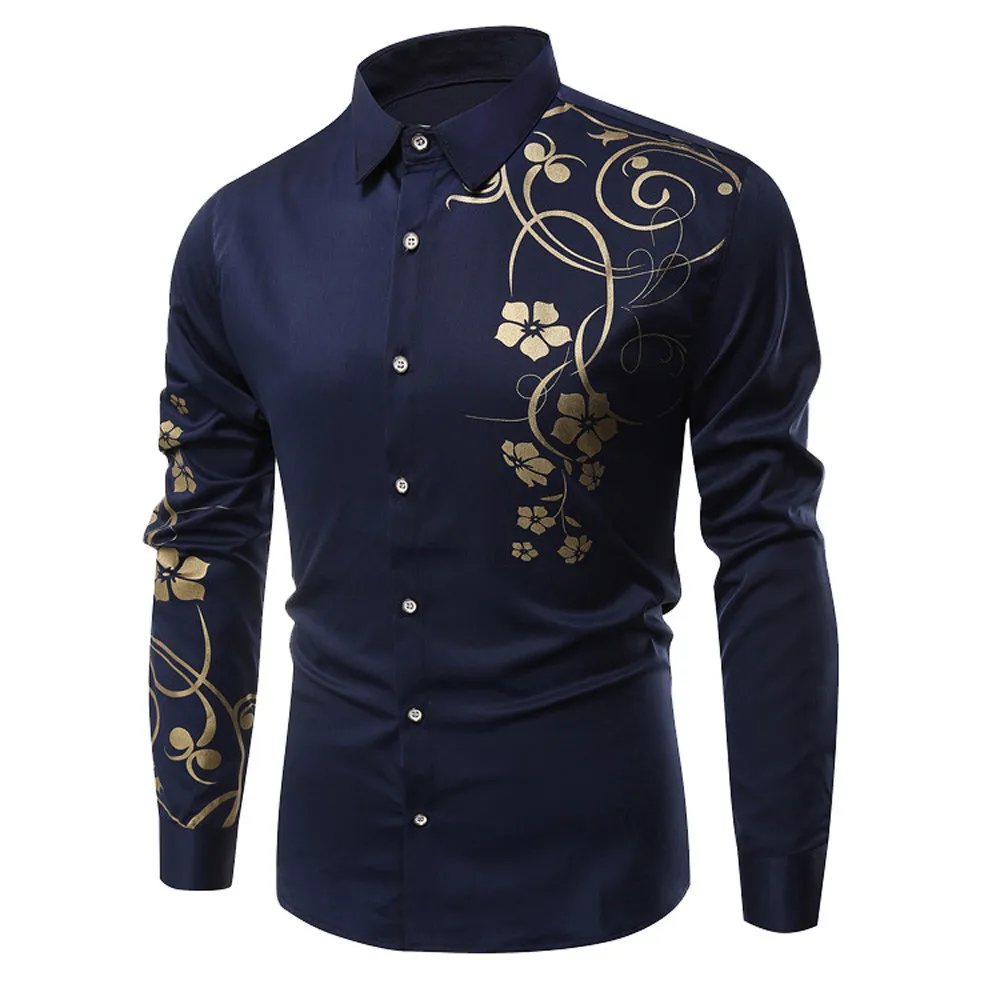 Мужская рубашка с цветочным принтом уличная Chemise Homme Bohemia джентльмен мужские рубашки официальная одежда уличная Мужская рубашка Топ Блузка