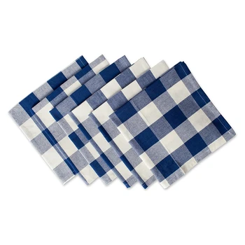 

Cotton Oversized Basic Towel for Everyday Placement, Farmhouse Decoration, Family Dinner, Barbecue and Festive Navy and Cream