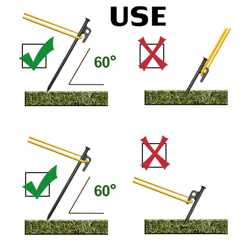 New Sale Heavy Duty Steel Tent Stakes Tarp Pegs Solid Stakes Footprint Camping Stakes for Outdoor Trip Hiking Gardening, 4 Pack
