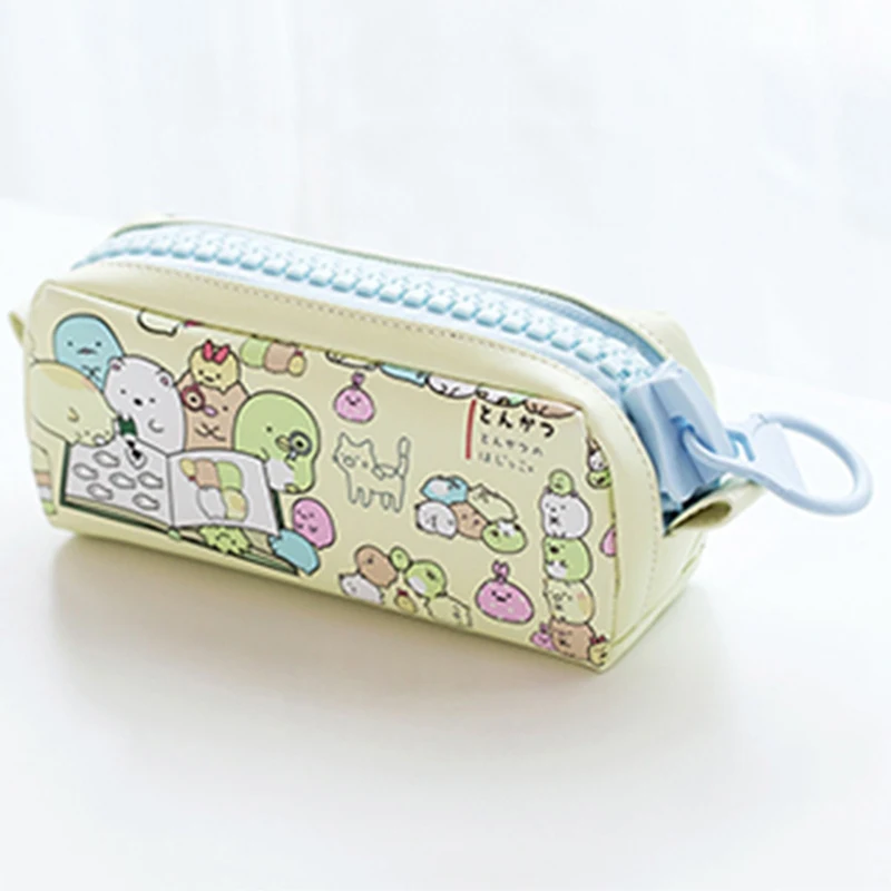 YW Kawaii Animals Big Zipper PU Leather Pencil Case Stationery Storage Bag For Student Gift School Office Supply - Цвет: YW