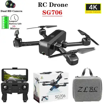 

RCtown SG706 Drone 4K HD Dual Camera Selfie Foldable Quadcopter Keep Flying Height Helicopter SG706 VS KF607 XS809S XS816 GD89