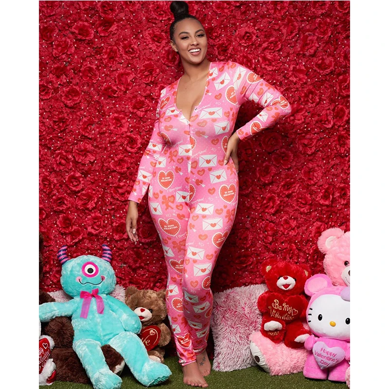 

Women Stretchy Sexy Pajamas For Adults Plus Size Button Bodysuit Leotard Pants Long Sleepwear Jumpsuit Rompers Party Sleepwear