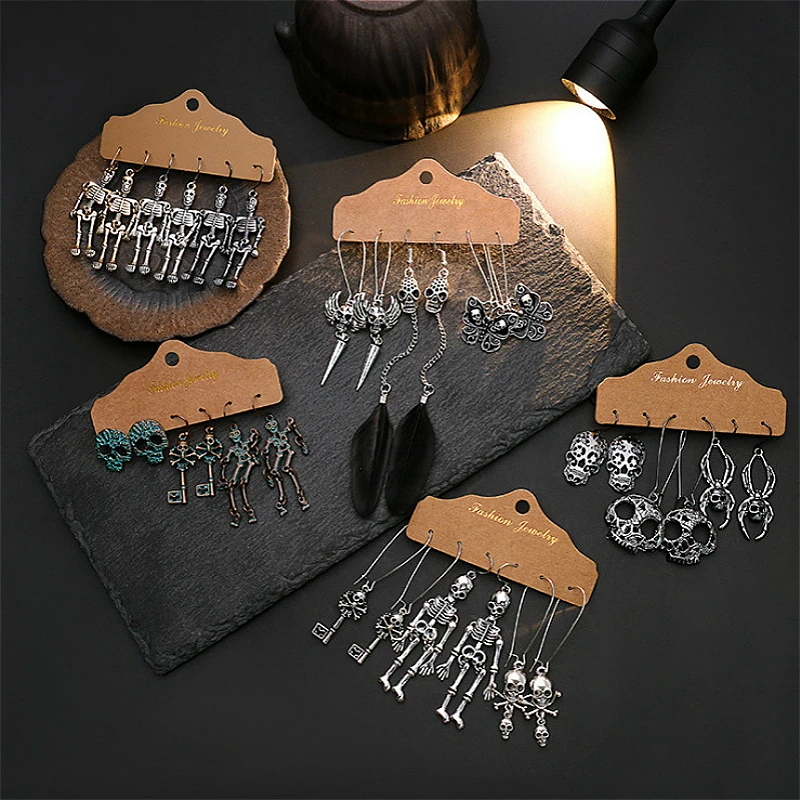 

Halloween Earrings Jewelry 2020 Trendy Women Gothic Skeleton Dangle Drop Earrings Set Ghost Skull Party Accessories