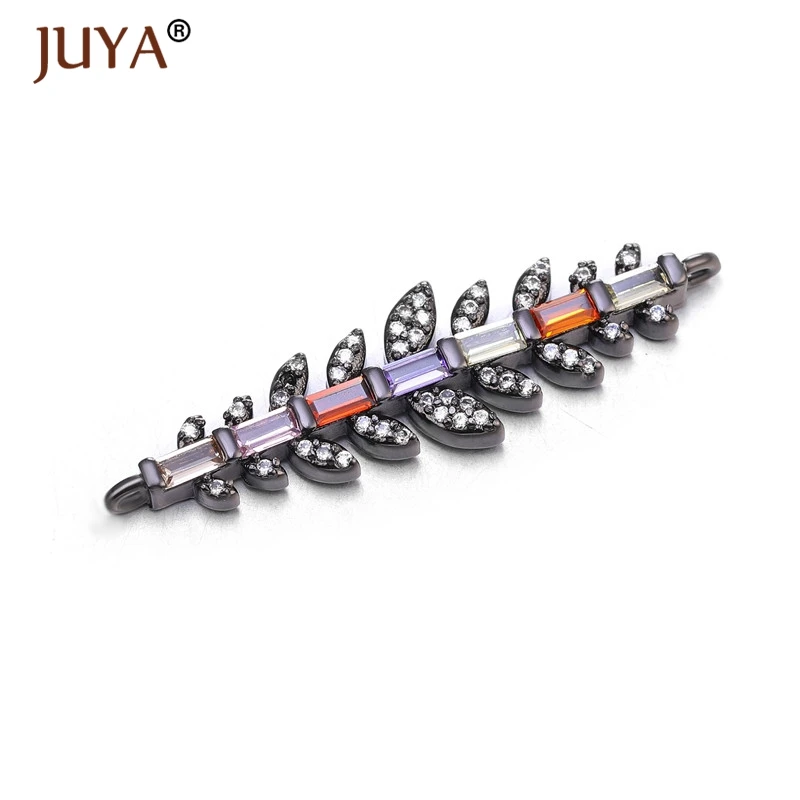 JUYA 6 стилей выбор Красочные Роскошные радужные круглые/длинные бар форма Кристалл Шарм Разъемы для женщин девочек DIY ювелирные изделия - Цвет: black