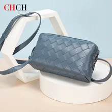 CHCH Luxury Handbag Bag Genuine Leather Fashion Weave Crossbody Shoulder BagsTrendy Zipper Clutches Women Purse